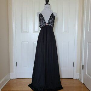Vtg JC Penney Black Lace Babydoll Slip Dress / Nightgown – Size S Floor-length